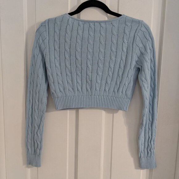 Brandy Melville Women’s Cropped Cable Knit Cotton Cardigan – Button Front, Small - Picture 2 of 8